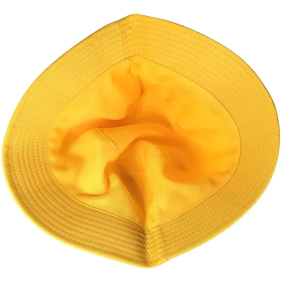 Yellow Bucket Hat Adult Novelty Cap Lightweight Solid Color Summer Sun Unlined